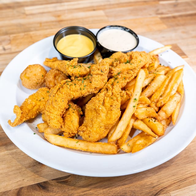 Chicken Tender Basket and Fries.